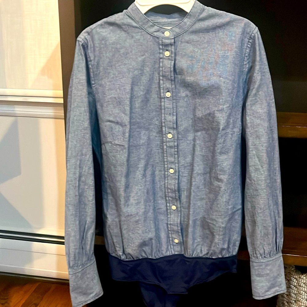 J. Crew Chambray Cotton long sleeve bodysuit size 2.
